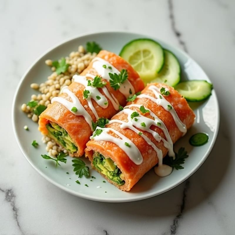 Fresh Salmon and Creamy Avocado Brown Rice Rolls