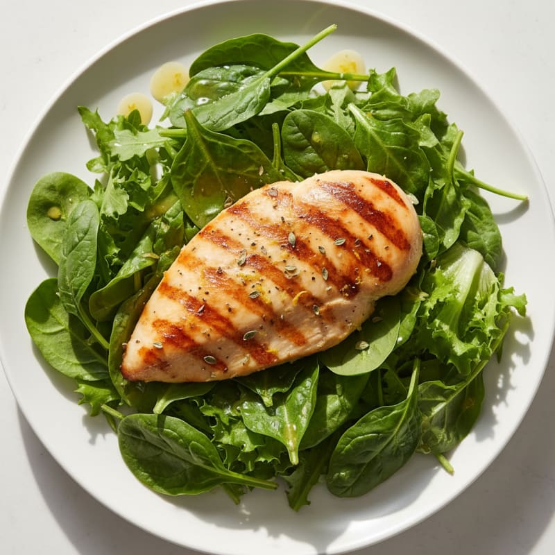 Grilled Chicken Breast with Mixed Leafy Greens