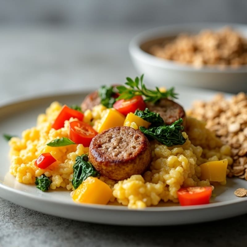 Chicken Sausage and Veggie Scramble with Oats