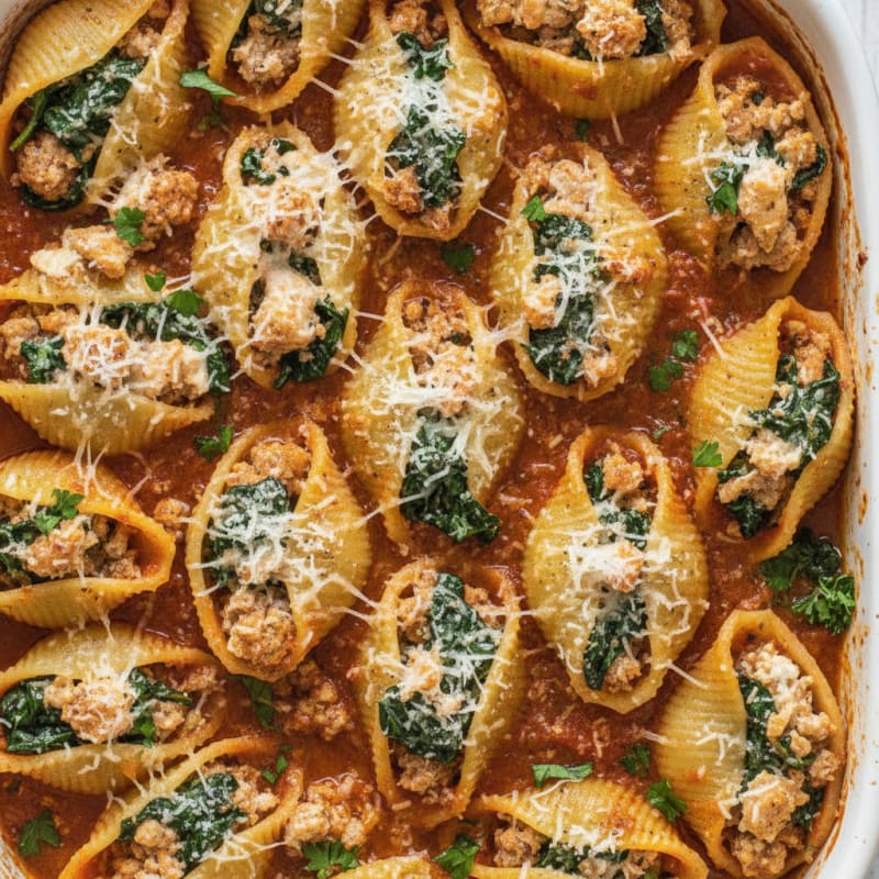 Baked Spinach Ricotta Stuffed Shells