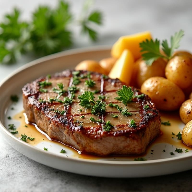 Herb-Garlic Butter Seared Steak with Roasted Baby Potatoes