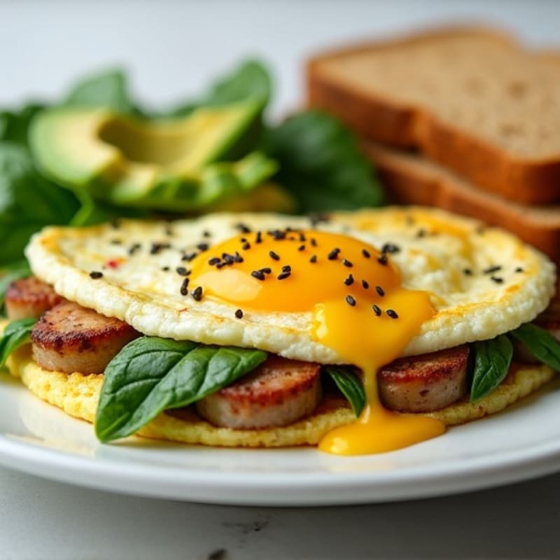 Egg White Spinach Omelet with Turkey Sausage