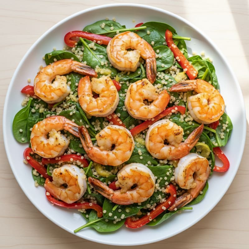 Grilled Shrimp and Quinoa Salad with Roasted Peppers