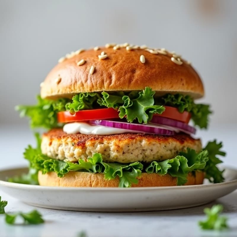 Juicy Lean Herb Chicken Burger with Fresh Greens