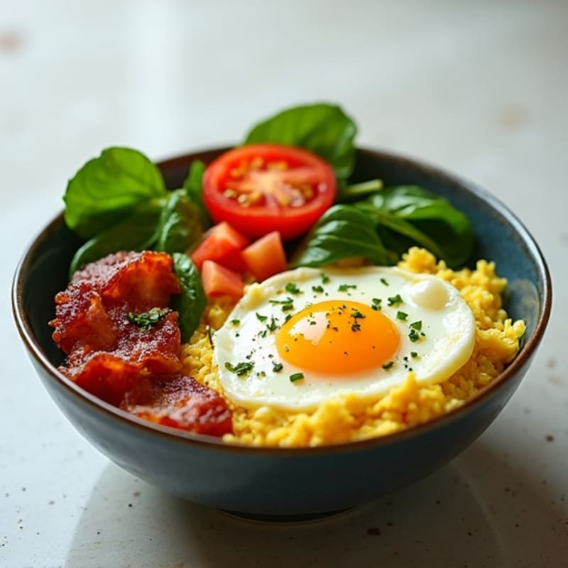 Crispy Turkey Bacon and Herb-Scrambled Egg Bowl
