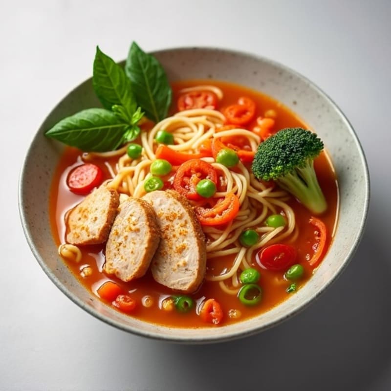 Spicy Sriracha Chicken and Vegetable Noodle Soup