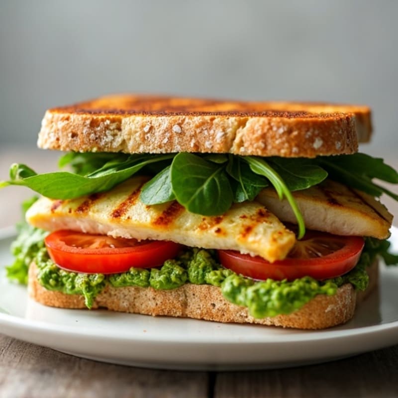 Herb-Pesto Grilled Chicken Sandwich with Fresh Greens