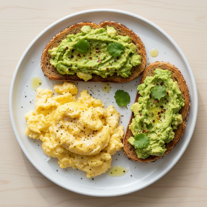 Creamy Scrambled Eggs with Zesty Avocado Toast