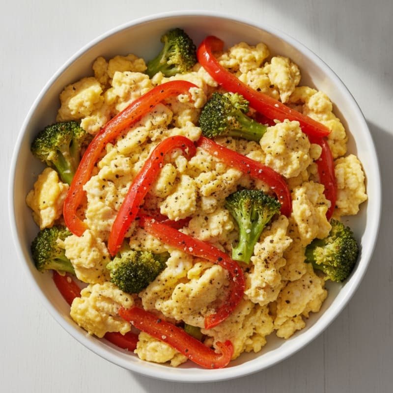 Hearty Scrambled Eggs with Roasted Vegetables