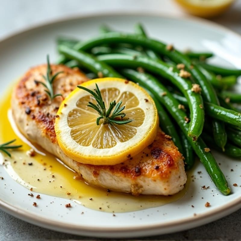 Lemon Herb Roasted Chicken with Crispy Green Beans