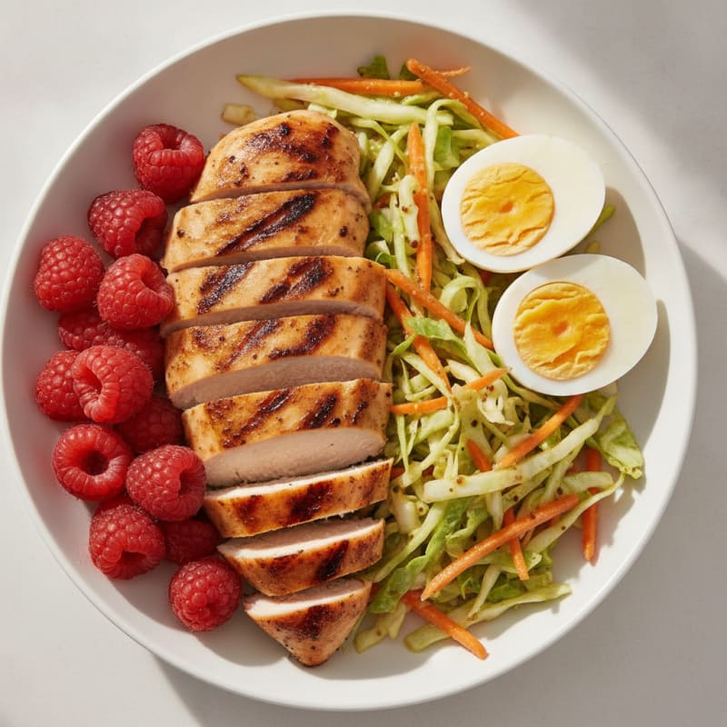 Grilled Chicken Breast with Crunchy Cabbage and Carrot Slaw