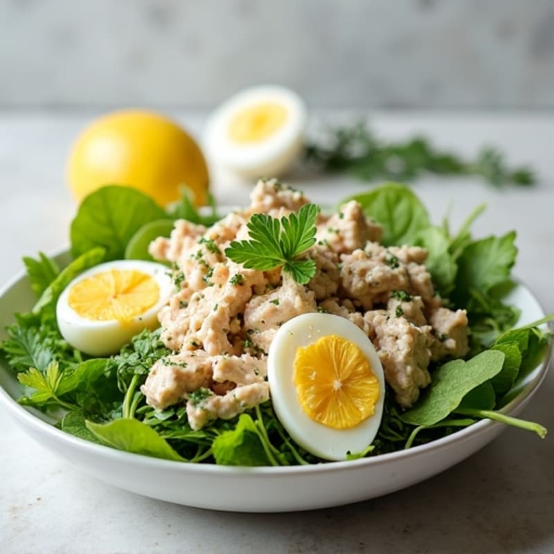 Creamy Lemon Herb Tuna Salad with Fresh Mixed Greens