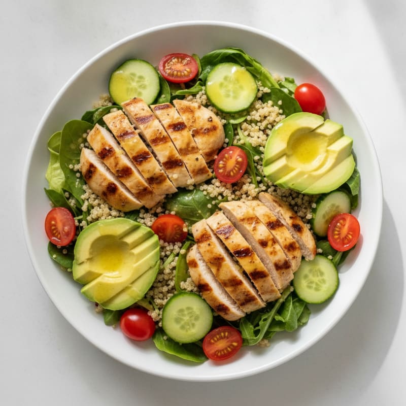 Grilled Chicken and Quinoa Power Salad with Lemon Vinaigrette