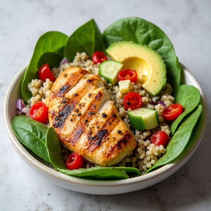 Grilled Chicken and Quinoa Salad with Spinach
