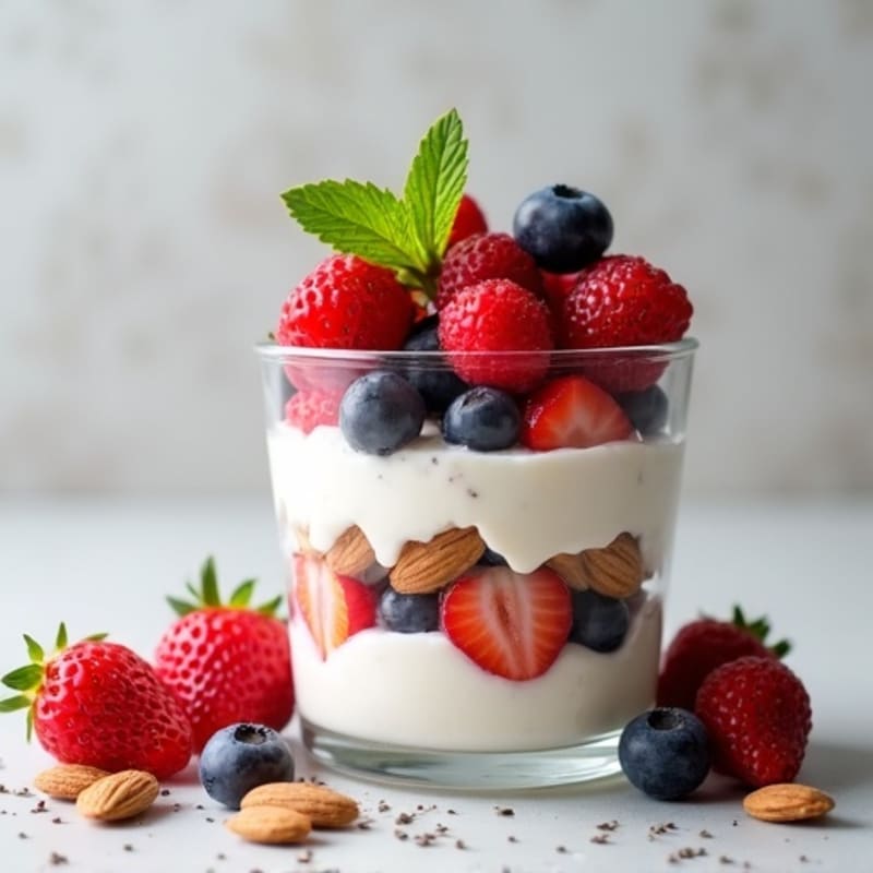 Cottage Cheese and Berry Protein Parfait with Toasted Almonds