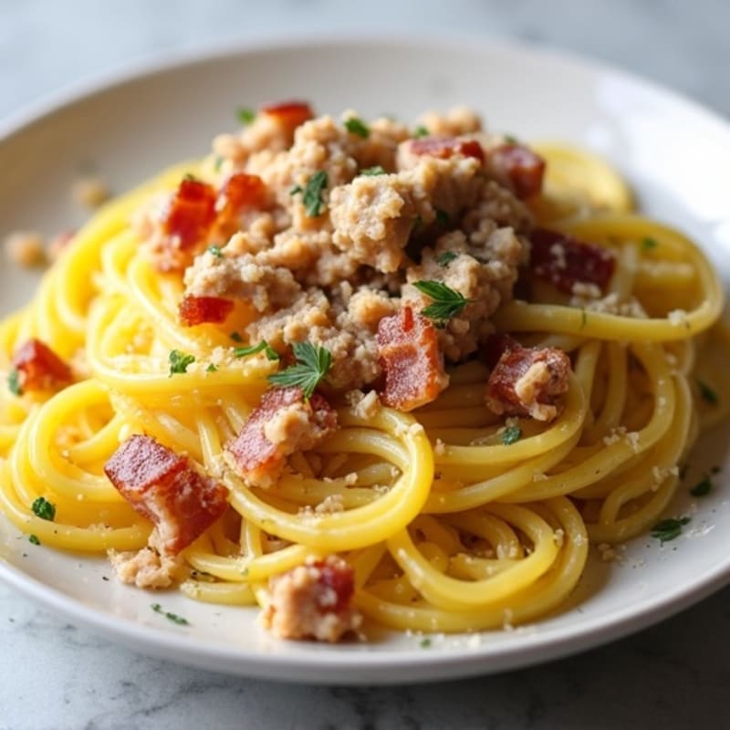 Creamy Turkey Bacon Spaghetti Squash Carbonara