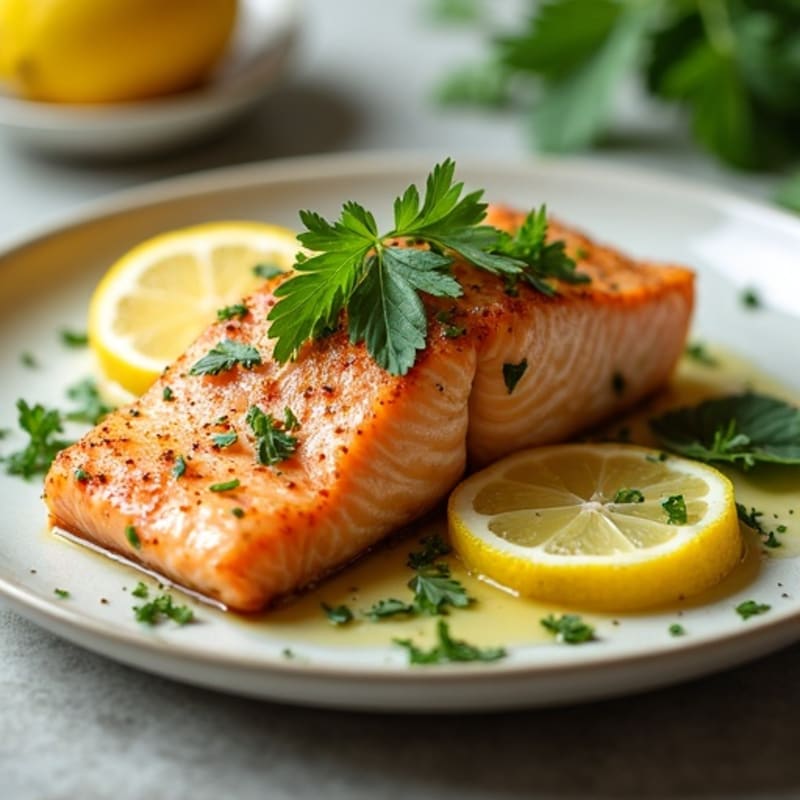 Herb-Crusted Pan Seared Salmon with Lemon