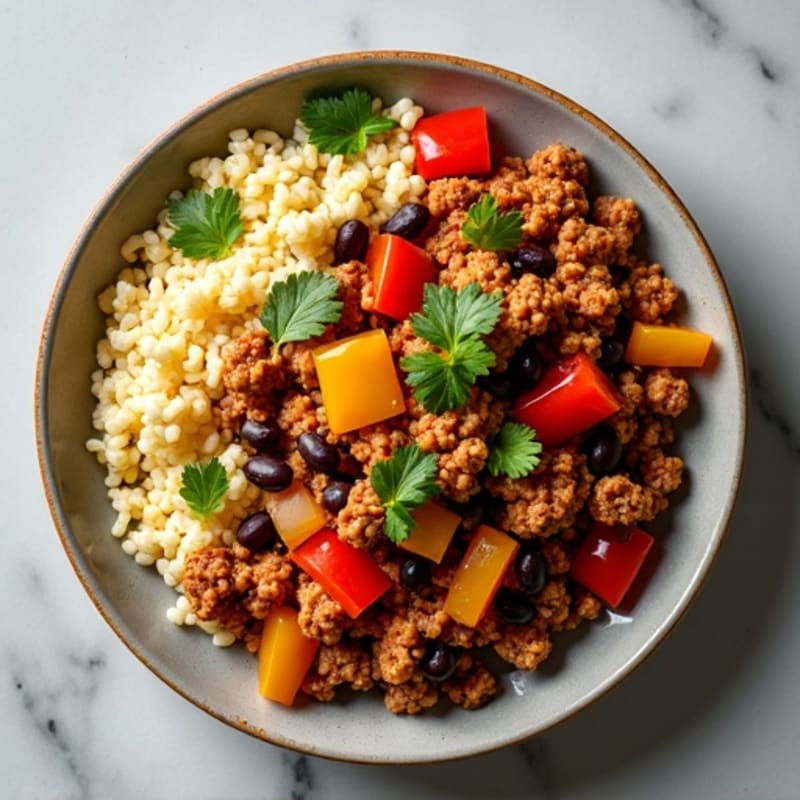 Spicy Turkey Taco Skillet with Cauliflower Rice
