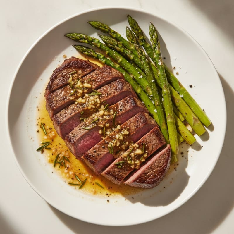 Pan-Seared Striploin with Garlic Herb Butter