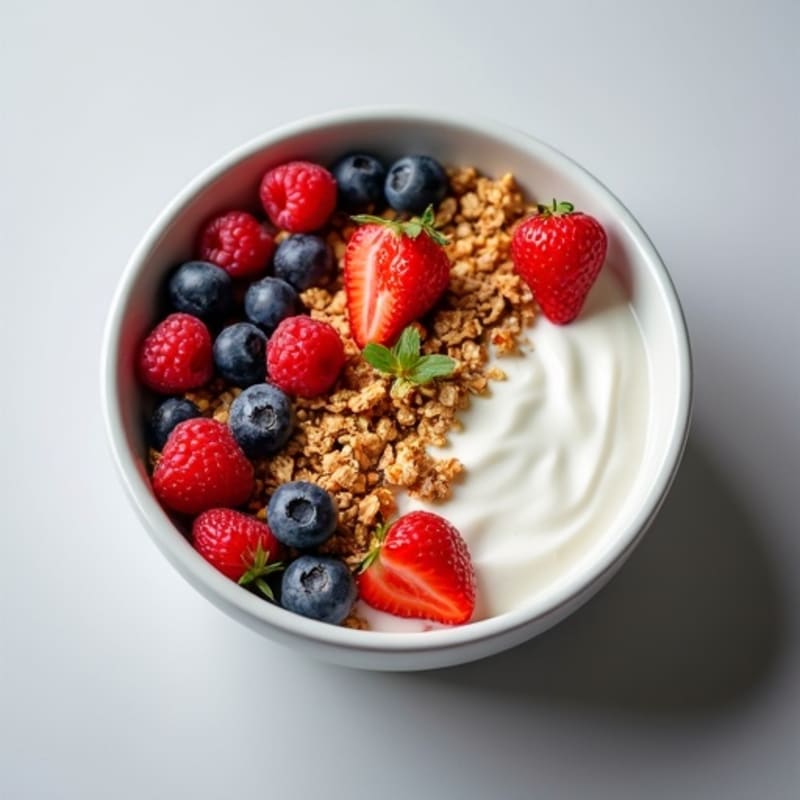 High-Protein Greek Yogurt with Fresh Berries and Crunchy Granola