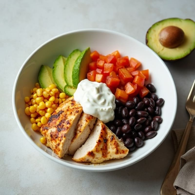 Southwest Grilled Chicken Power Bowl with Creamy Garlic Sauce