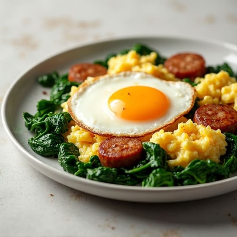 Egg White Scramble with Spinach and Chicken Sausage