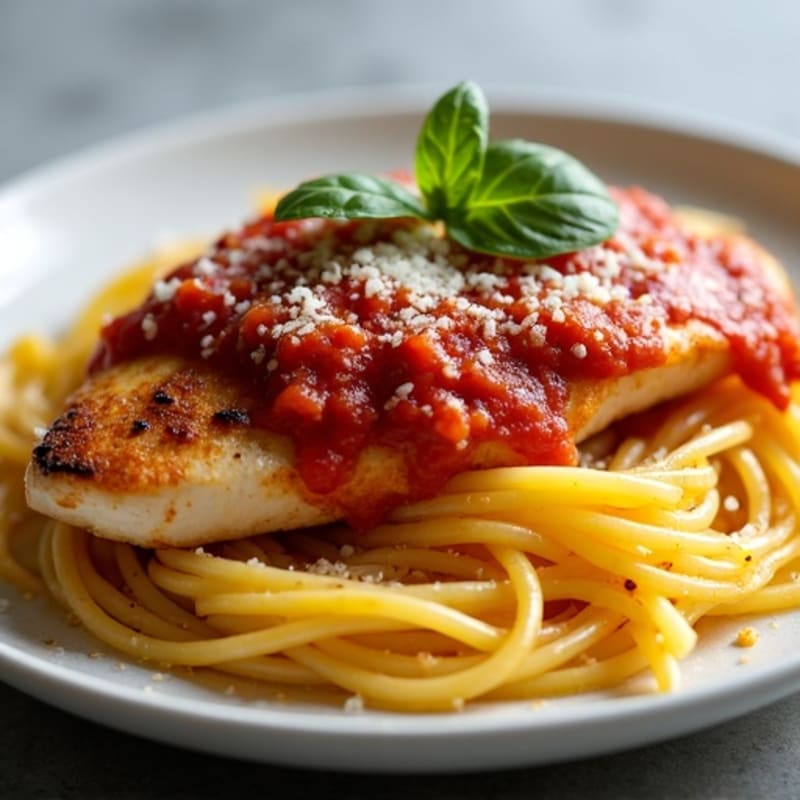 Roasted Spaghetti Squash with Savory Chicken Marinara