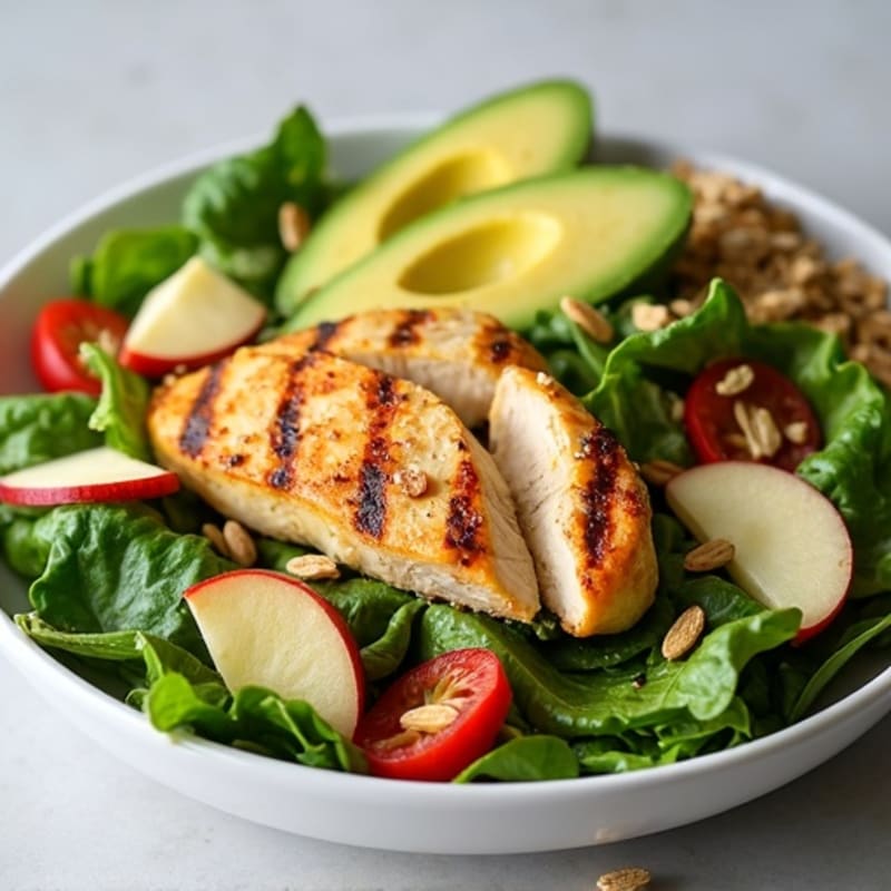 Grilled Chicken Breast with Avocado and Mixed Greens Salad