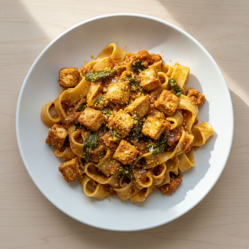 Wild Garlic Tofu Ragout with Pappardelle