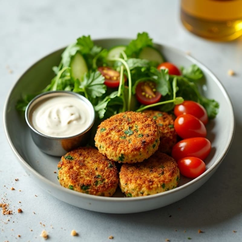 Crispy Baked Falafel with Creamy Tahini and Fresh Herb Salad