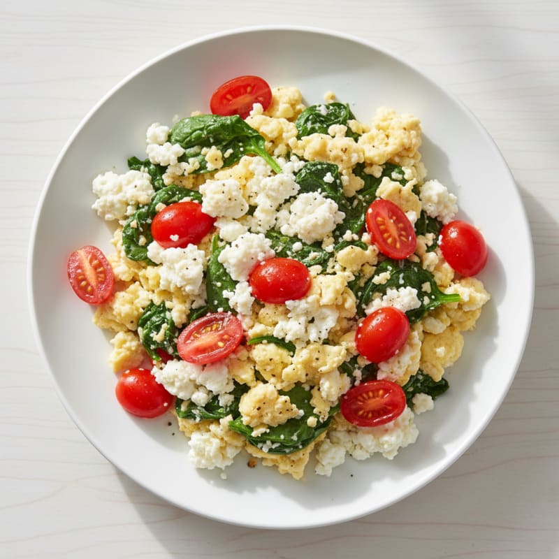 Cottage Cheese Scramble with Spinach and Tomato