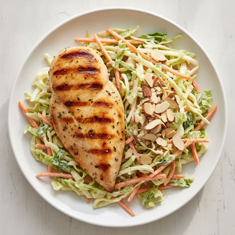 Grilled Chicken Breast with Crunchy Cabbage Slaw