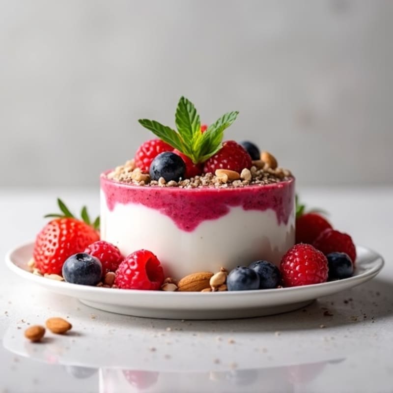 Greek Yogurt Protein Parfait with Mixed Berries and Almonds