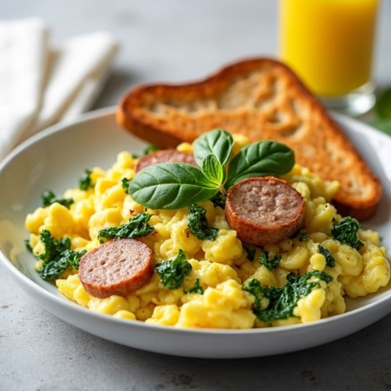 Scrambled Egg Whites with Spinach and Turkey Sausage