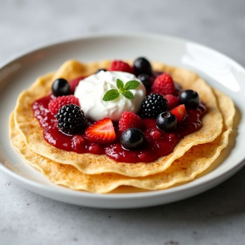 Almond Flour Crepes with Fresh Berry Compote