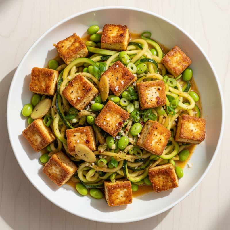 Ginger-Garlic Tofu Zoodle Stir-Fry