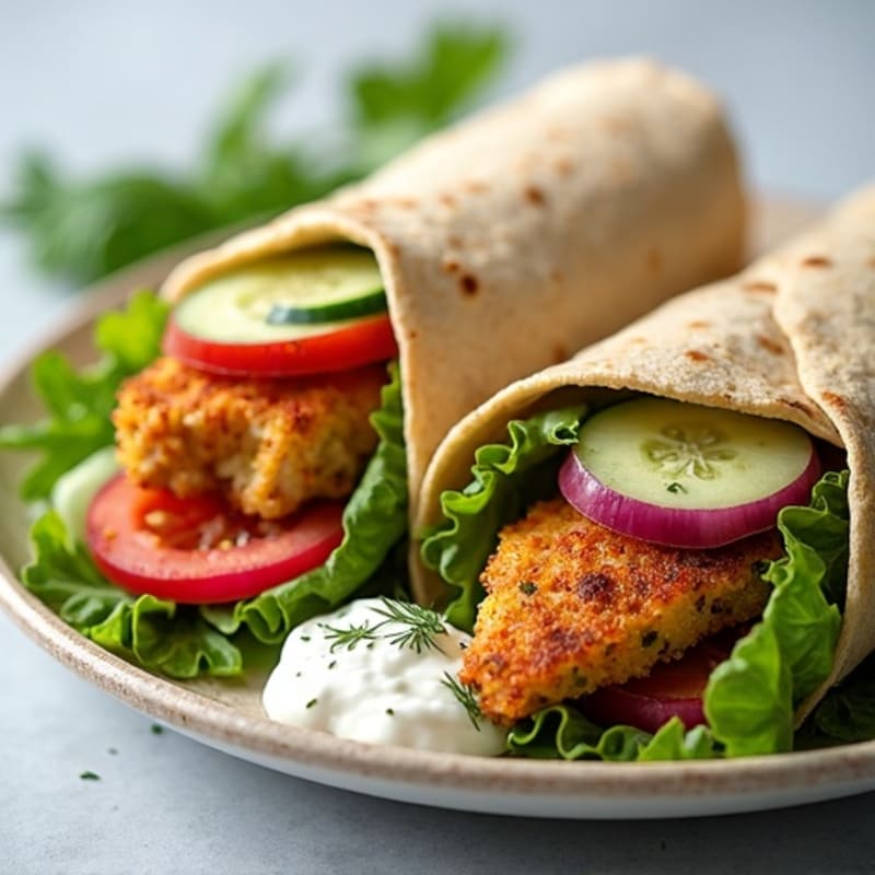Crispy Greek Chicken Wrap with Fresh Herbs