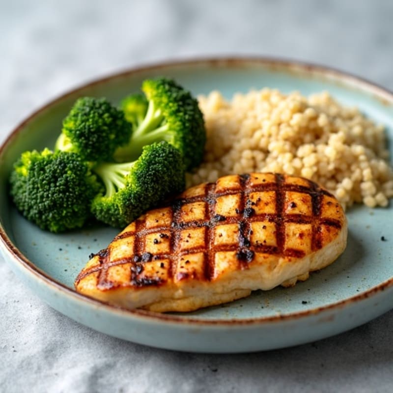 Grilled Chicken Breast with Roasted Broccoli and Quinoa