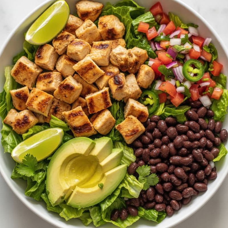 Grilled Chicken Taco Salad with Black Beans and Fresh Salsa