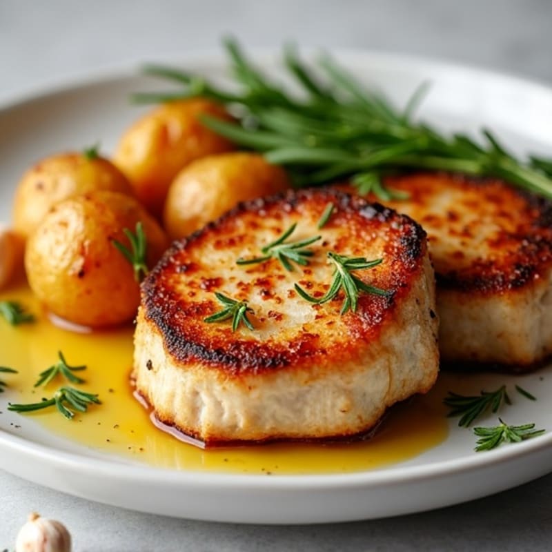 Pan-Seared Pork Chops with Crispy Roasted Potatoes