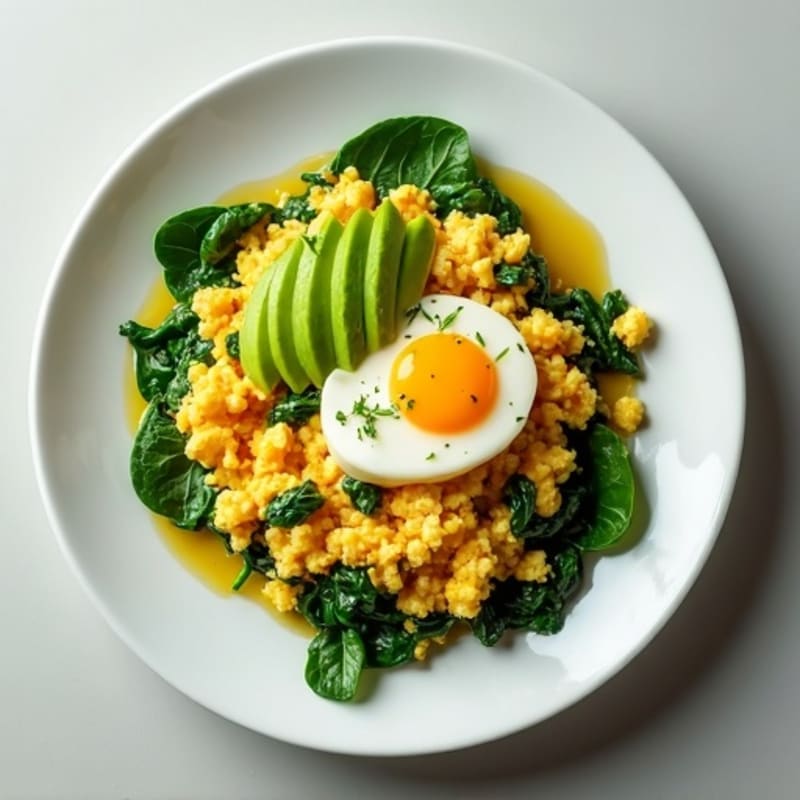 Egg White Scramble with Spinach and Cottage Cheese