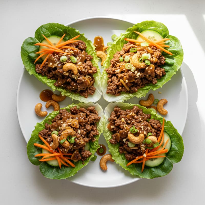 Caramelized Ginger Beef Lettuce Wraps
