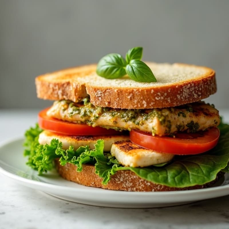 Grilled Chicken Pesto Sandwich with Fresh Greens