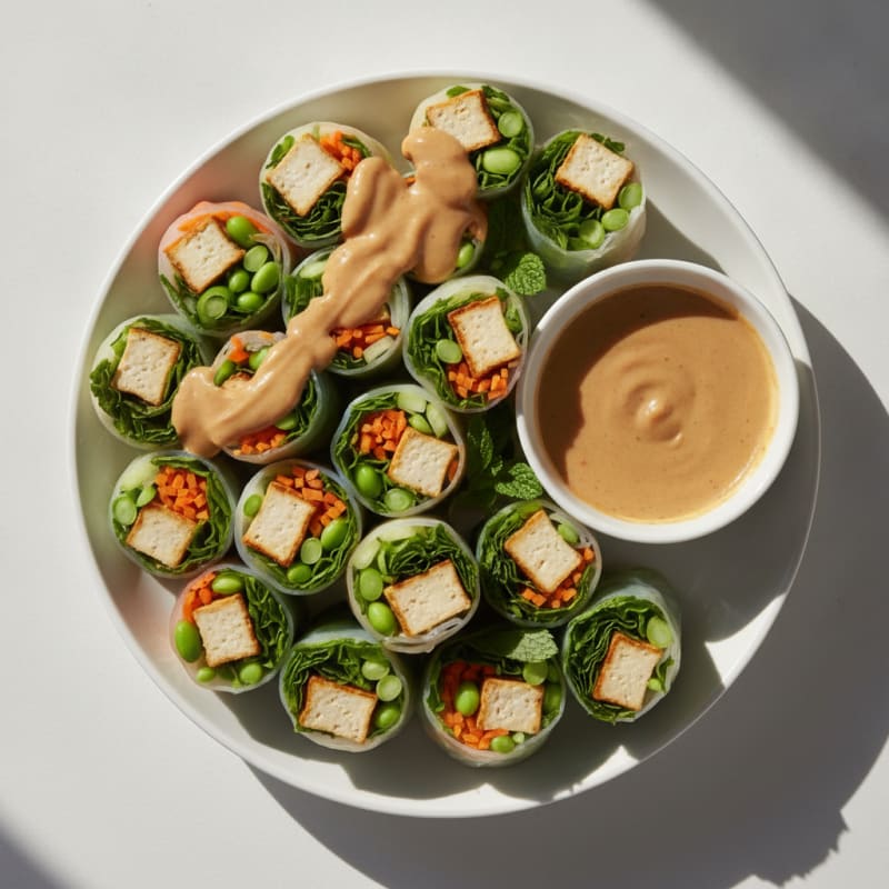 Fresh Tofu Summer Rolls with Peanut Sauce
