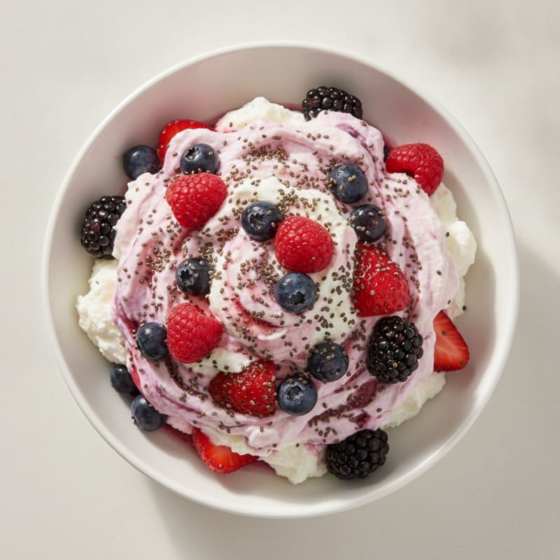 Greek Yogurt Protein Mousse with Mixed Berries