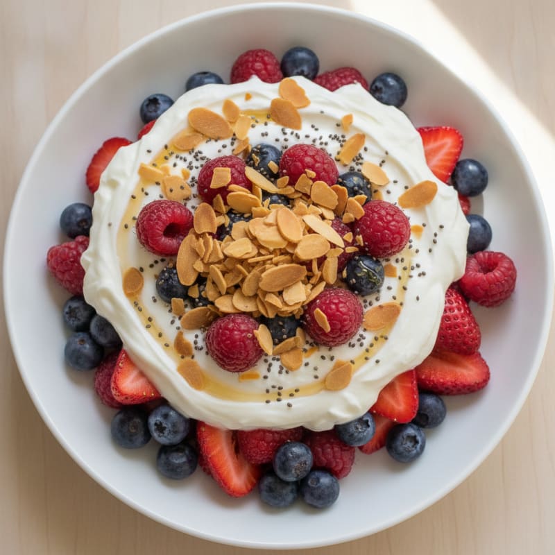 Greek Yogurt Protein Parfait with Mixed Berries