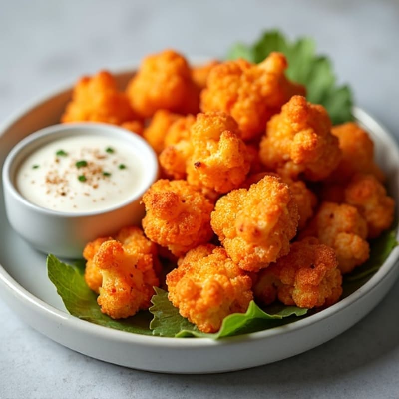 Crispy Buffalo Roasted Cauliflower Bites