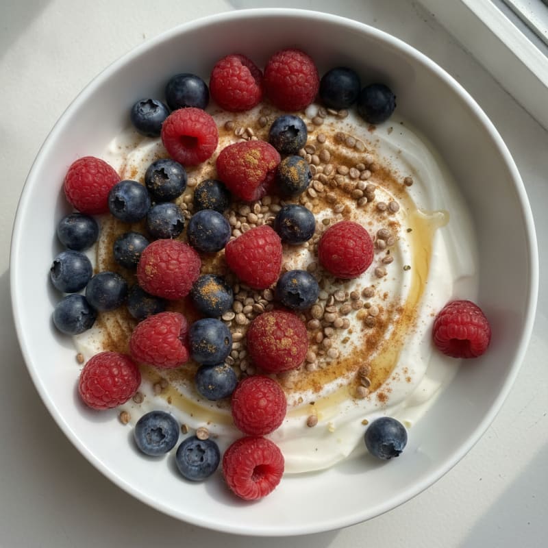 High-Protein Berry and Hemp Greek Yogurt Bowl