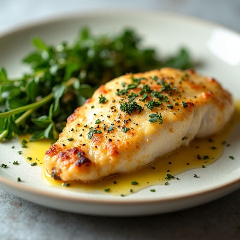 Herb-Crusted Pan Seared Chicken with Lemon Garlic Sauce
