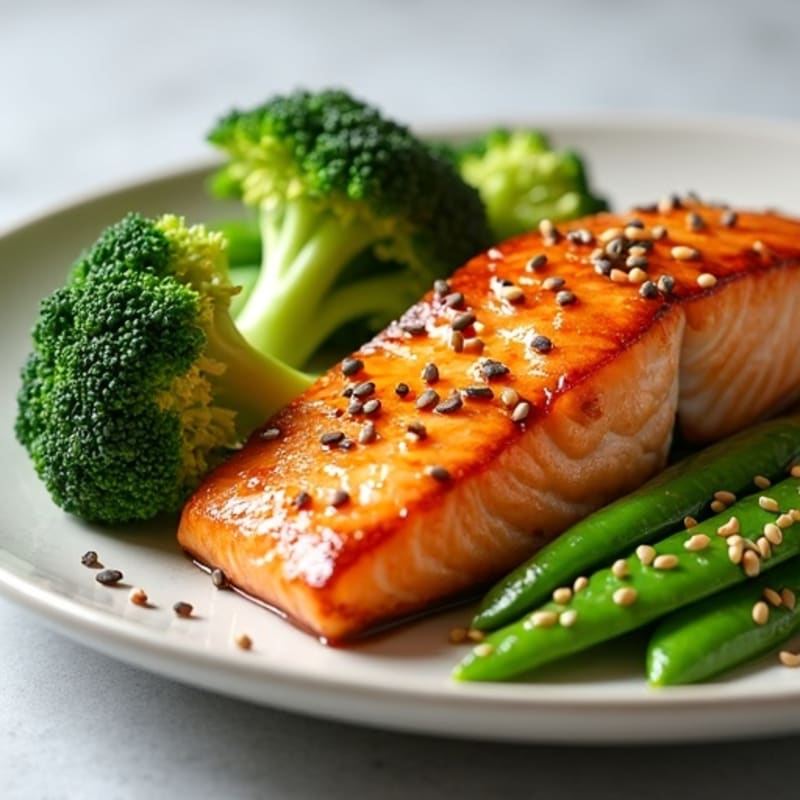 Honey-Ginger Glazed Salmon with Sesame Vegetables